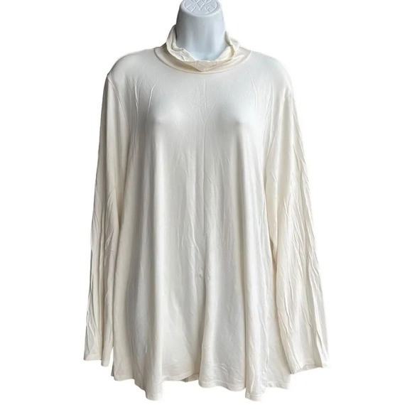 Soft Surroundings Modal Tunic Top Ivory Turtleneck Long Sleeve Pullover Size 2X - Picture 1 of 3